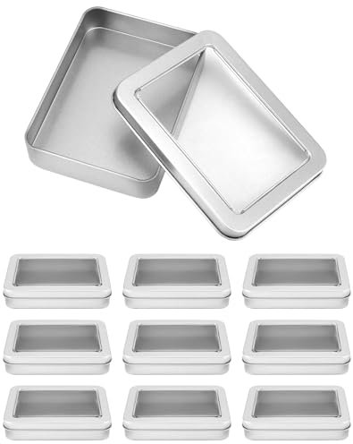 QWORK® 10stk. Klein Blechdose mit Deckel, 115x85x22 mm Klein Aufbewahrungsbox zur Aufbewahrung von Kleinigkeiten oder als Geschenkbox