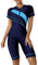 ECUPPER Womens Rash Guard Swimsuit Wetsuit Swimwear One Piece Zip Short Sleeve Top with Boyleg Blue M