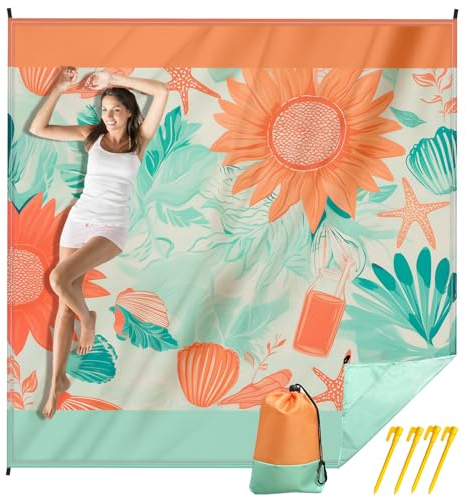 Stranddecke Sandfrei, Sandfeste Stranddecke Wasserdicht, Leicht Und Dünn, Tragbare Strandmatte Faltbar Travel Ultraleicht Strand Zubehör Beach Blanket Strandurlaub Picknickdecke Mit Heringen 300x280CM