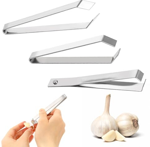 Mabor 3pcs Garlic Peeler Tweezers,Garlic Skin Remover Set,Stainless Steel Garlic Peeler,Say Goodbye to Garlic Smell,Garlic Peeler Tube Tool Easy Faster Kitchen Tools