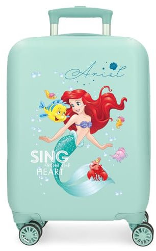 Disney Joumma Prinzessinnen-Koffer, blau, 33 x 50 x 20 cm, starr, ABS, seitlicher Kombinationsverschluss, 28,4 l, 2 kg, 4 Doppelrollen, Handgepäck, blau, Kabinenkoffer