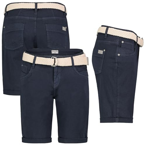 Stitch & Soul Damen Short Bermuda Kurze Hose Sommer Chino Stoff Hose mit Gürtel