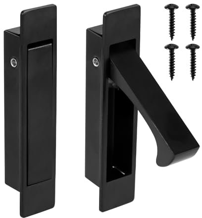XIHIRCD 2pcs Pocket Door Edge Pull Finger, 304 Stainless Steel Pocket Door Handle Hidden Door Latch Hardware for Pocket Sliding Doors Bathroom Closet Hallway Laundry(Black)