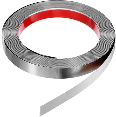 sourcing map Garniture murale autocollante en acier inoxydable brossé pour mur, plafond, sol, armoire, carrelage, 12 x 2 cm, argenté