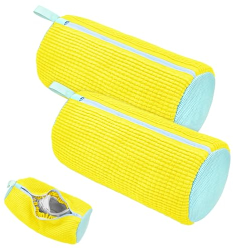 2 Pezzi Sacchetti per Scarpe Lavanderia Sacchetto Lavatrice Scarpe Borse per Bucato con Cerniera e pulizia a 360° Della Lanugine Riutilizzabile Proteggi Scarpe e Lavatrice Pulizia Efficiente (Giallo)
