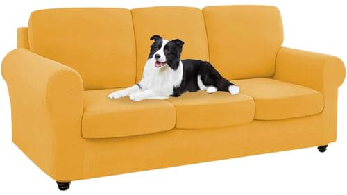 SYLC Ektorp Sofabezug Mit Separaten Sitzkissenbezug Und Rückenlehnenbezug Stretch Jacquard, Geteilt SofaÜberwürfe Anti-Rutsch Sofahusse Überzug (Golden,Sofa+3 Seats+3 Backs)
