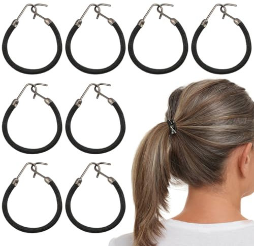 ZJIVQO 40 PCS Ponytail Hook Elastic Hair Bands with Hooks Hair Tie Hooks Elastic Headband with Double hook Rubber Band with hook Ball Hairstyle Hook Bridal Updo Hair Hook for Girls Women,Black