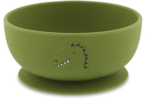 Trixie Bol en Silicone avec Ventouse Mr. Dino – Gamelle antidérapante pour bébé – Base d'aspiration puissante pour des Repas sans désordre – Doux, Durable et Facile à Nettoyer – Parfait pour Le