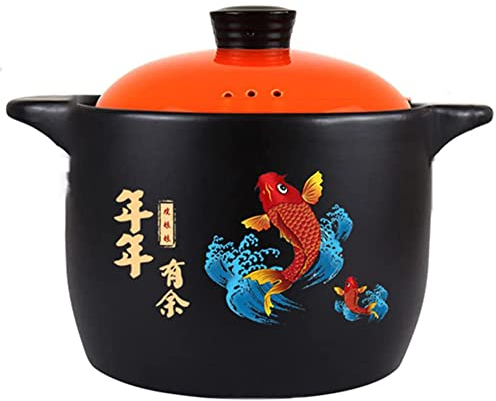 YIHANSS Auflauftopf, Schmortopf, hitzebeständig, Haushaltskeramik, Schmortopf, Gaskocher, Suppentopf, Tontopf, Tontopf, Keramiktöpfe zum Kochen (1,7 l)