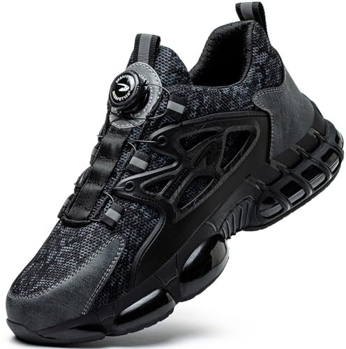 Zapatillas Seguridad Ligero Zapatos de Seguridad para Hombre Mujer Comodo Calzado de Seguridad Botas de Seguridad con Punta de Acero Transpirable Antideslizante Negro 42 EU