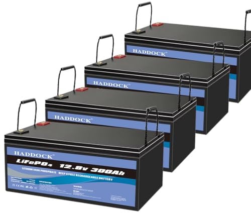4er-Pack 12 V 300 Ah Lifepo4-Batterien, in Reihe geschaltet zu 48 V (51,2 V) 300 Ah, 15 kWh Lithium-Eisenphosphat-Batterie, geeignet für Wohnmobile, Heimenergiespeicher, Solarsysteme usw.