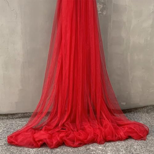Anevous 10m x 150cm Tüllstoff zum Nähen, Soft Tüll Stoffe Meterware, Netzstoff Dekostoff zum Dekorieren, Tülldekostoff Drapierstoff für Hochzeit Vorhänge Kleid Tüllrock Torbogen Zeremonie Deko,Rot