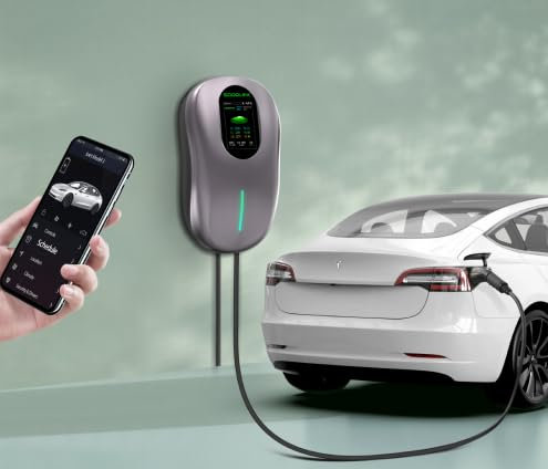 TopWeb EV Ladegerät : 8A-32A Typ 2 22kW Heim Ladestation 400V CE & TÜV Wallbox 8m Ladekabel mit Ladegerätehalter APP-/RFID-Kartensteuerung, Heimladestation,CEE 3-Phasen Stecker für Alle EVs und PHEVs