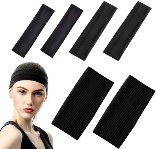 GUTERTOP 6 Stück Dünnes Stirnband Damen, Haarband Schwarz, Stirnband Damen Schwarz für Yoga, Sport, Fitnessstudio, Laufen, Workout, Übung, Waschen