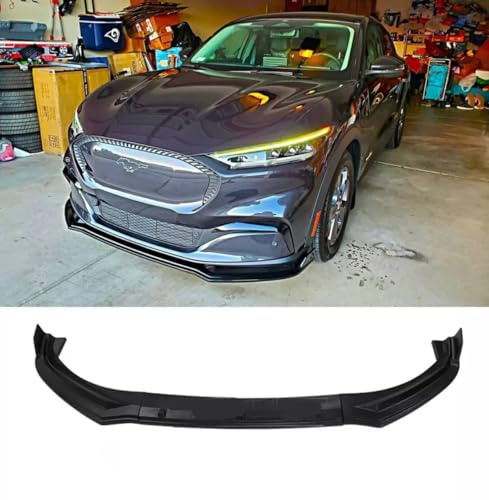 For Auto Perfectionists UK Front Spoiler Compatible Wing Lip With Ford Mustang mach E 2020-2024 ABS Gloss Black