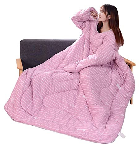 Generisch Winter Faule Steppdecke mit Ärmeln Steppdecke Winter warme verdickte Gewaschene Steppdecke lustige Decke für Chide und Erwachsene Baby Bettwäsche Winter (B, A)