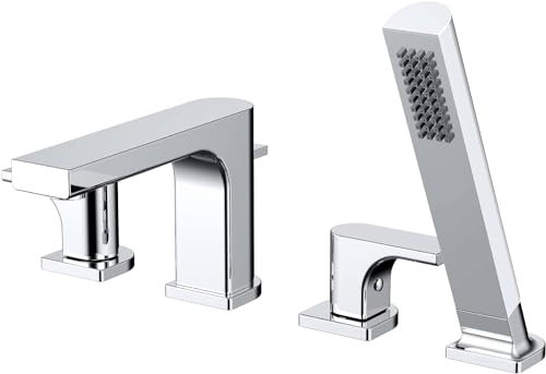 Mitigeur de baignoire moderne 4 trous chromé avec douche pour salle de bain double mitigeur de douche