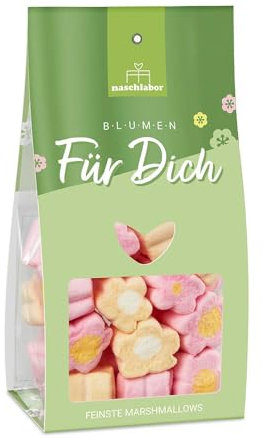 Blumen für Dich Marshmallows in Geschenkverpackung | Flower Power Marshmallow Mix von Naschlabor - Die bunte Mischung für deine Liebsten | Geschenk für Partner | Ideal zum Verschenken