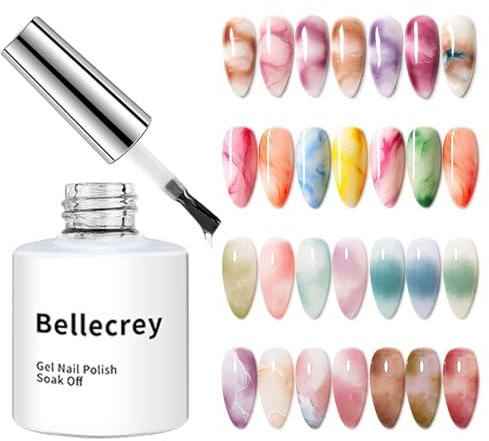 BELLECREY Esmalte de uñas de gel UV transparente para decoración de uñas, pintura de uñas, arte de uñas, arte de uñas, salón de belleza en casa