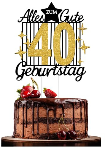 Kronen-Deko für Torte 40. Geburtstag – Goldene & Schwarze Königskronen Cake Topper | Happy 40th Geburtstag Deko für Frauen/Männer | Krönchen Motiv (Black & Gold)