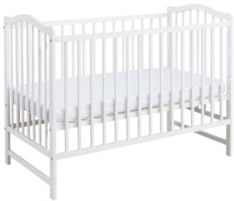 ms factory Babybett Paris 120x60 cm – Höhenverstellbares Kinderbett aus Massivholz – Gitterbett mit sicherer Wasserlackierung – Mitwachsendes Baby Bett mit herausnehmbaren Stäben