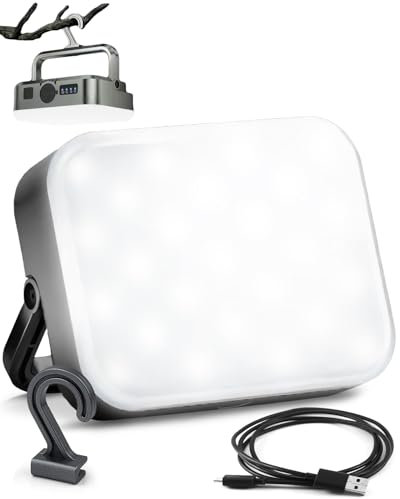 Trongle LED Campinglampe Power Bank USB Aufladbar mit 3000 mAh, IPX4 Wasserdichtes Camping Lampe mit 3 Lichtmodi & Stufenlos Dimmbar, Camping laterne mit Haken & Magnet für Lesen, Zelt, Angeln