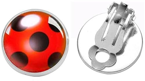 1 Paar Ohrclips Marienkäfe,Edelstahl Rote Ladybug Ohrringe,Modischer Einfach Runder Ohrclips Mit Metallclip,Mädchen Niedliche Kreative Ohrringe Ohne Loch,Schmuck Geschenke,für Frauen