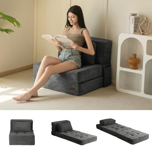 MAXYOYO Sofá Cama Plegable para Adultos y Niños, Sofá Cama Portátil Convertible para Una Persona con 1 Almohada, 71 x 195 x 15 cm