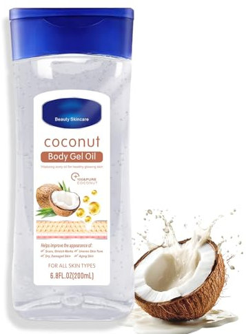 Soleneva Kokosnuss Body Oil Gel zur Körperpflege - Coconut Oil Body Lotion - Körpergel für sehr Trockene Haut - Körper-Feuchtigkeitspflege mit Kokosnussöl - Skin Care für Gesicht & Körper (Kopra, 200)
