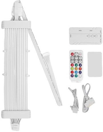 ARGB PSU Cable 5V LED Strips for PC Motherboard Power Supply Extension Neon Line Computer Case Decor (SK3 Controller White)