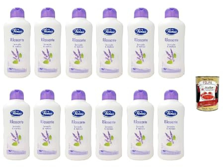 12x Venus Bagnodoccia Duschgel mit Lavendel und Melisse - Weiche, Glatte und Samtige Haut - Körperreiniger 650ml + Italian Gourmet polpa 400gr
