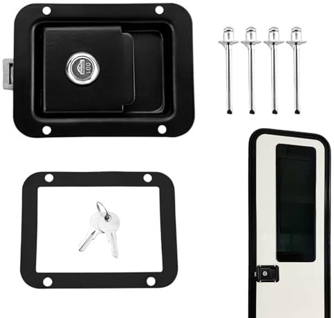 Jukeoiu Juego de cerradura de puerta para autocaravana, herrajes de seguridad duraderos inoxidables para caravanas, armarios, remolques, apartamentos, camping, hoteles