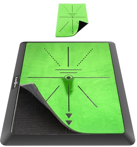 Golf Swing Mat with 1 Replaceable Surface, Heavy Duty Anti-Slip Rubber Base Golf Practice Mat for Swing Path Detection & Feedback, Indoor/Outdoor Golf Hitting Training Aid Gift
