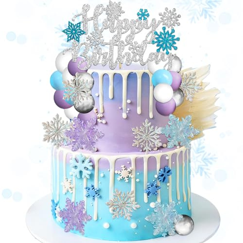Snowflake Balls Princess Birthday Cake Decorations | for Winter Wonderland Birthday Party Supplies