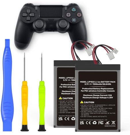 Pack of 2 Replacement Batteries for PS4 Controller, 2026 Upgrade 7200 mAh High Capacity Batteries Compatible with Sony PS4 Slim/PS4 Pro Dualshock Controller CUH-ZCT2 CUH-ZCT2E CUH-ZCT1E CUH-ZCT1U with