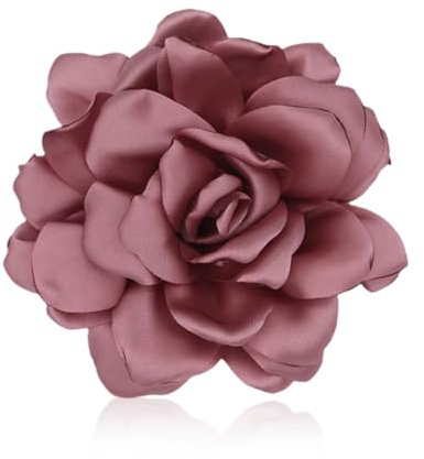 ZUWIJEQ 1 Pcs Ansteckblume Damen, Rosen Blumenbrosche Große, Federbrosche, Ansteckblume Bräutigam, Blumen Haarspange, Elegant Blumen Brosche Für Kleidung, haarschmuck für Hochzeit, Party, Tanz (Rosa)