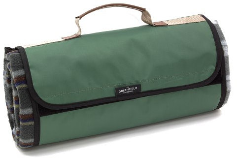 Greenfield Collection 135cm x 148cm Picnic Blanket; Forest Green Plaid Moisture Resistant Outdoor Rugs for Camping, Outdoor, Park, Hiking, Beach With Carry Handle