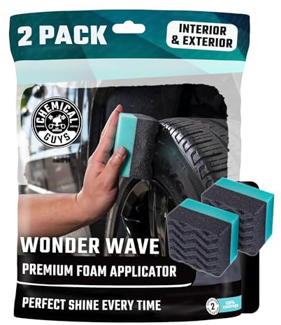 Chemical Guys Wonder Wave Durafoam Tire Shine Applicator Pads - Foam Pads for Applying Tire Dressings, Protectants, Wax, Polish and Car Detailer Products for Trucks and SUVs - 2 Pack