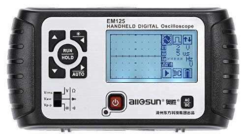 ALLOSUN Oscilloscope Handheld Scope Digital Storage Meter and Digital Multimeter DMM 25MHz Single Channel, Model:EM125