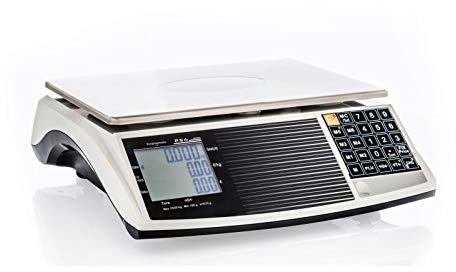 WKA Ladenwaage PS 6/15, geeicht, Edelstahl, Tarafunktion, LCD-Display | spritzwassergeschützt, Batteriewaage, Marktwaage