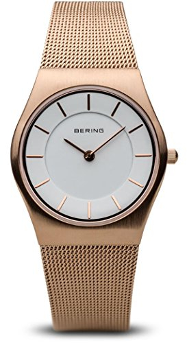 BERING Damen Analog Quarz Classic Collection Armbanduhr mit Edelstahl Armband und Saphirglas 11930-366