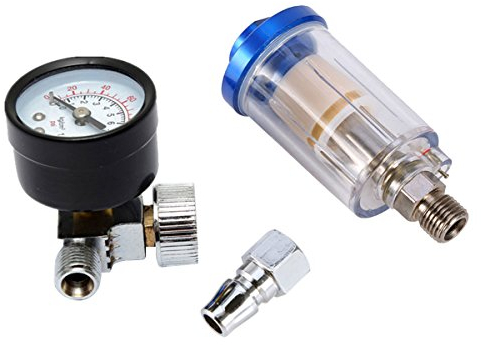 Latinaric 140PSI 1/4 Inch Air Pressure Regulator Gauge With Water Trap Filter Separator Tool Kit For Spray Paint Guns