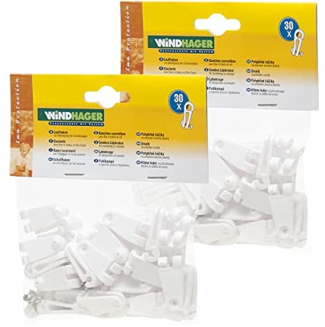 Windhager 10701 - Ganchos para correr, accesorios para toldo tensor de cuerda, 60 unidades