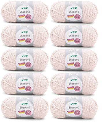 Gründl Wolle Shetland - Dicke Wolle zum Häkeln und Stricken - Winterwolle - Weich und wärmend - 80 % Polyacryl, 20 % Wolle - 10 Knäuel 100 g / 170 m - Nadelstärke 7-8 - Creme Melange