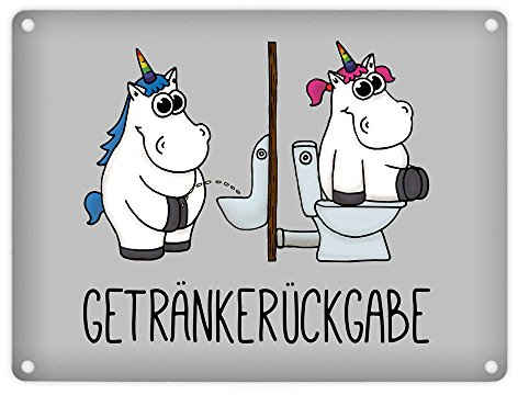 trendaffe Honeycorns Metallschild mit Einhorn Getränkerückgabe Motiv