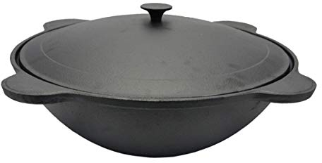 rukauf Kazan aus Gusseisen mit Deckel 19 Liter Wok Kasan Asien Schmortopf Camping 19L