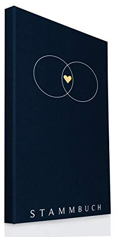 Hochzeitideal Stammbuch der Familie DIN A4 'Alan' Leinen (Dunkelblau)