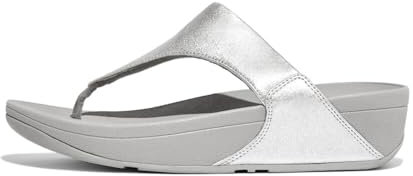Fitflop Women's Lulu Leather Toepost Toe-Post Sandals, Silver, 6 UK