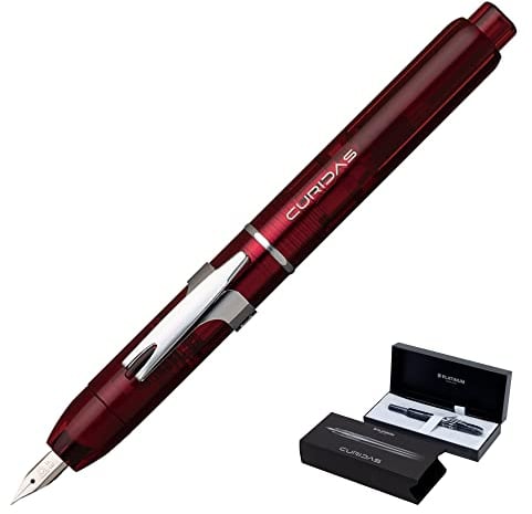 PLATINUM Curidas PKN-7000 Retractable Fountain Pen, 77 Gran Red, Medium Nib, Gran Red, PKN-7000#77-3, Pack of 1
