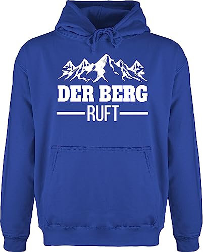 Hoodie Herren Pullover Männer - Skiurlaub Apres Ski - Der Berg Ruft - M - Royalblau - apreski Bergen Hoodies/pullis Skifahren Geschenke Bergsteigen Hoody apre Mountains Pulli Geschenk bergmotiv